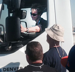 Test-driving one of Denver’s rear-loaders at 2014 SWANA Road-E-O